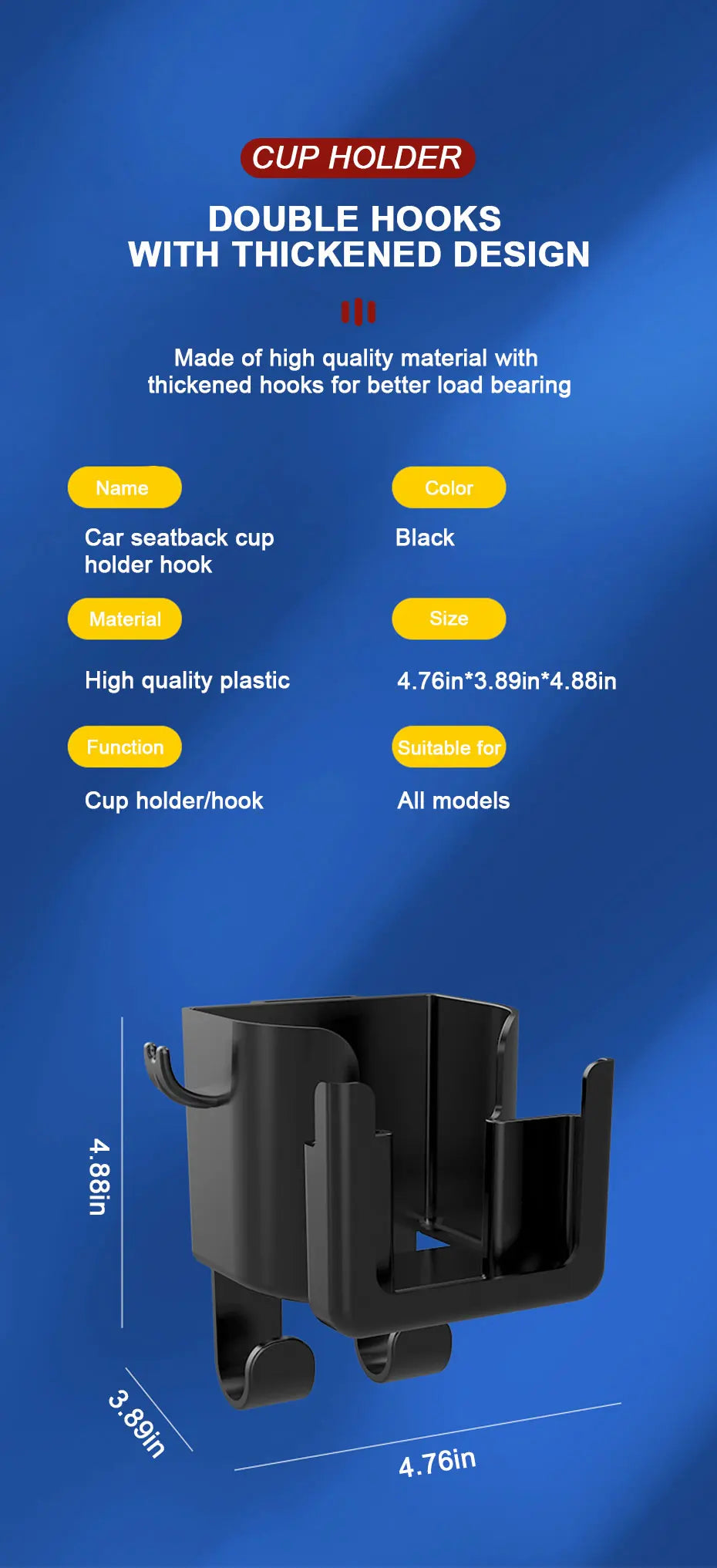 Universal Auto Getränkehalter mit 4 Haken und Telefonhalter