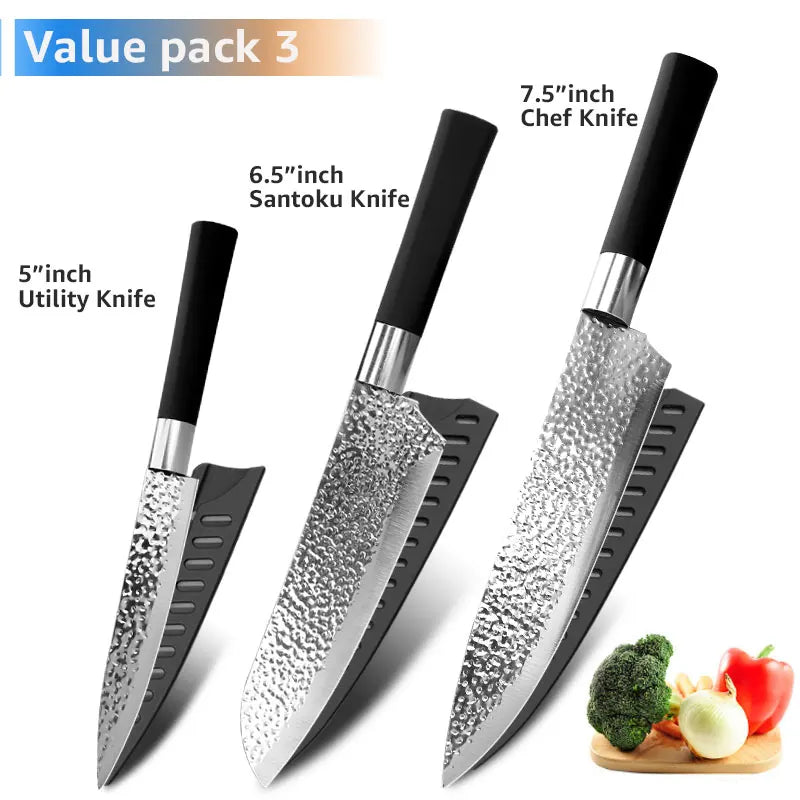 Küchenmesser Chef 7CR17 440C Edelstahl Antihaftklinge Brotschneider Utility Santoku Set