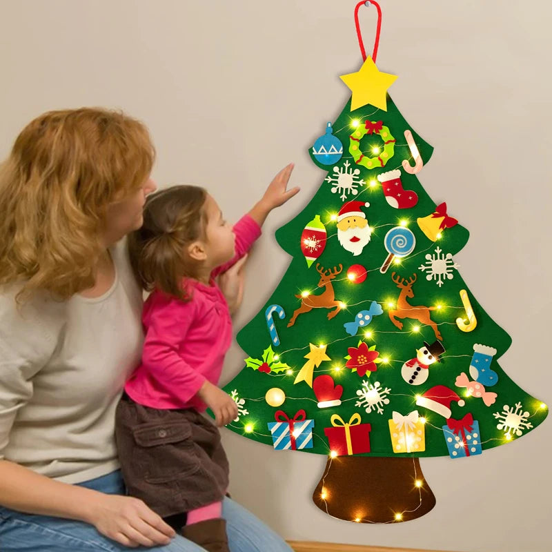 DIY Filz Weihnachtsbaum mit LED, Kinderspielzeug und Dekoration