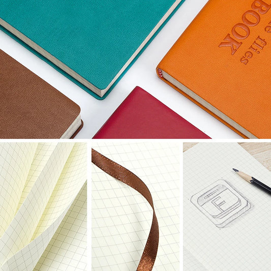 A5 Raster Notizbuch 2025/26 – 264 Seiten kariertes Papier für Büro Schule Reisende