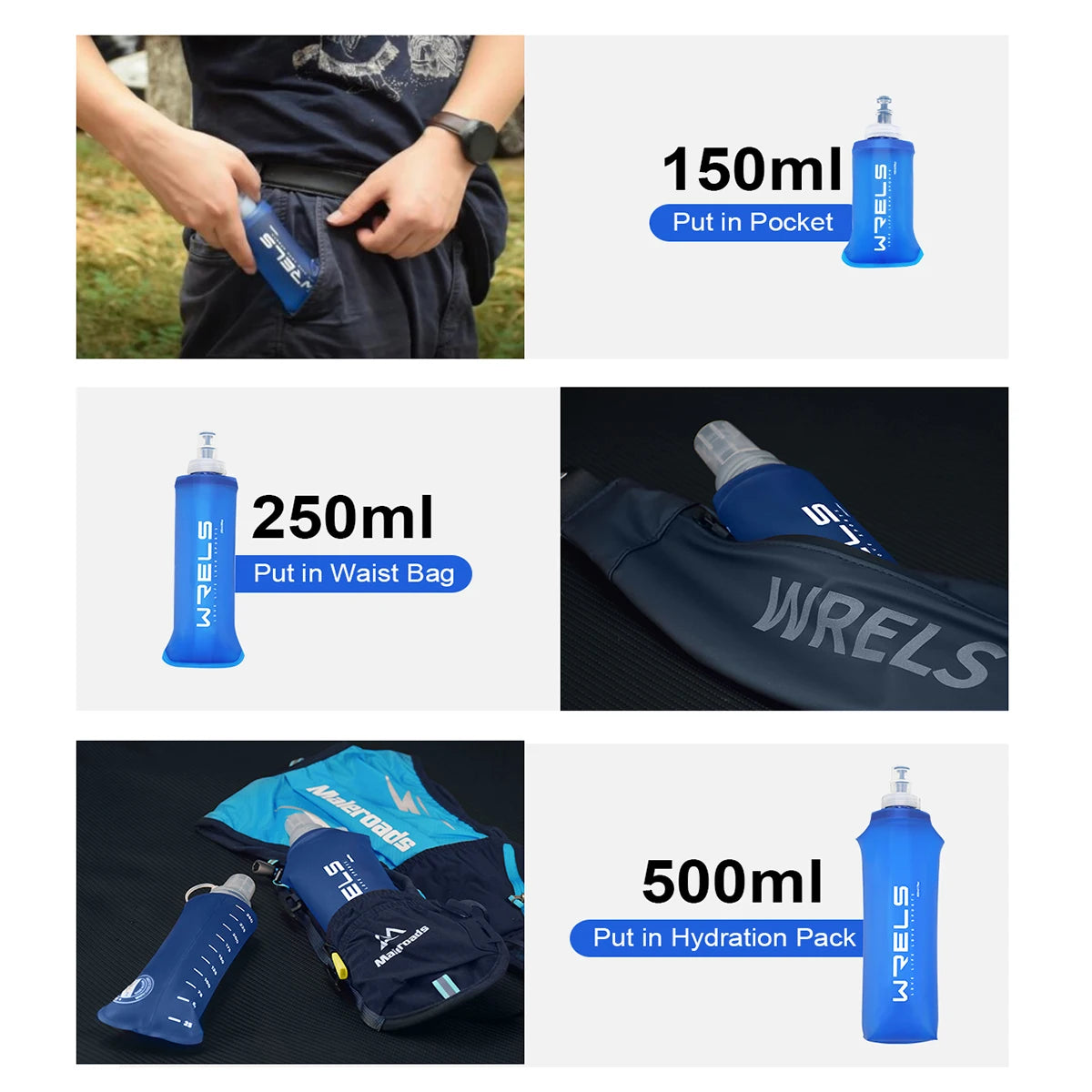 Faltbare TPU Wasserflasche 500ml BPA-frei für Outdoor Sport - Wandern