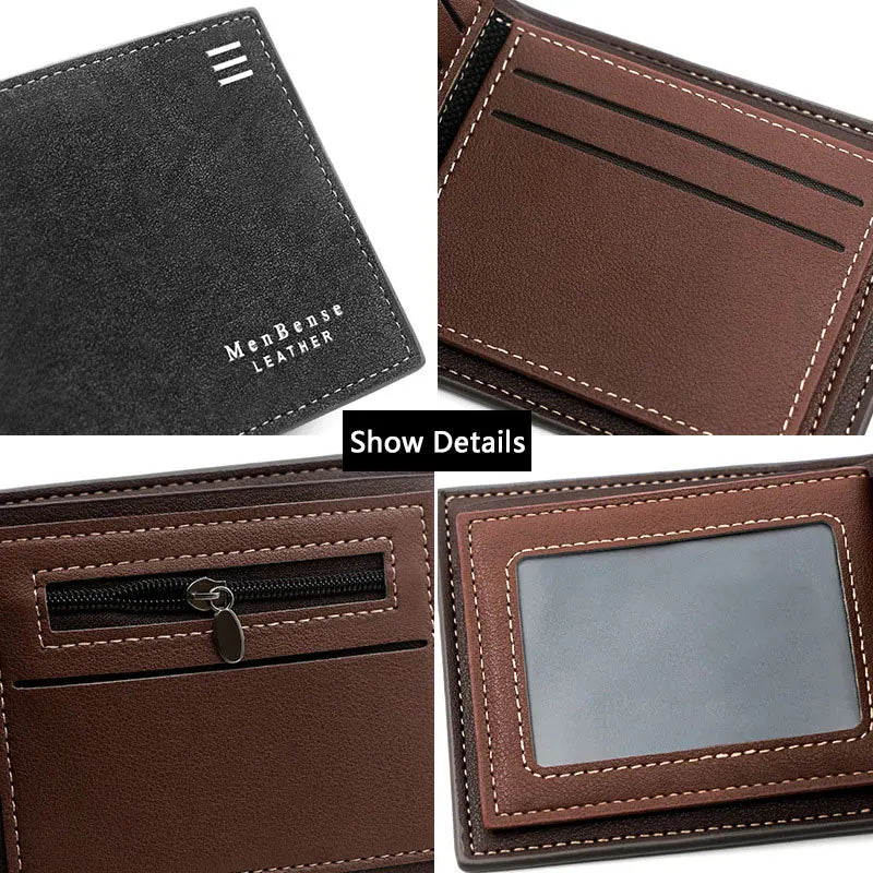 Schlanke Herren Brieftasche, matt, mit Münzfach-Reißverschluss und Kartenhalter