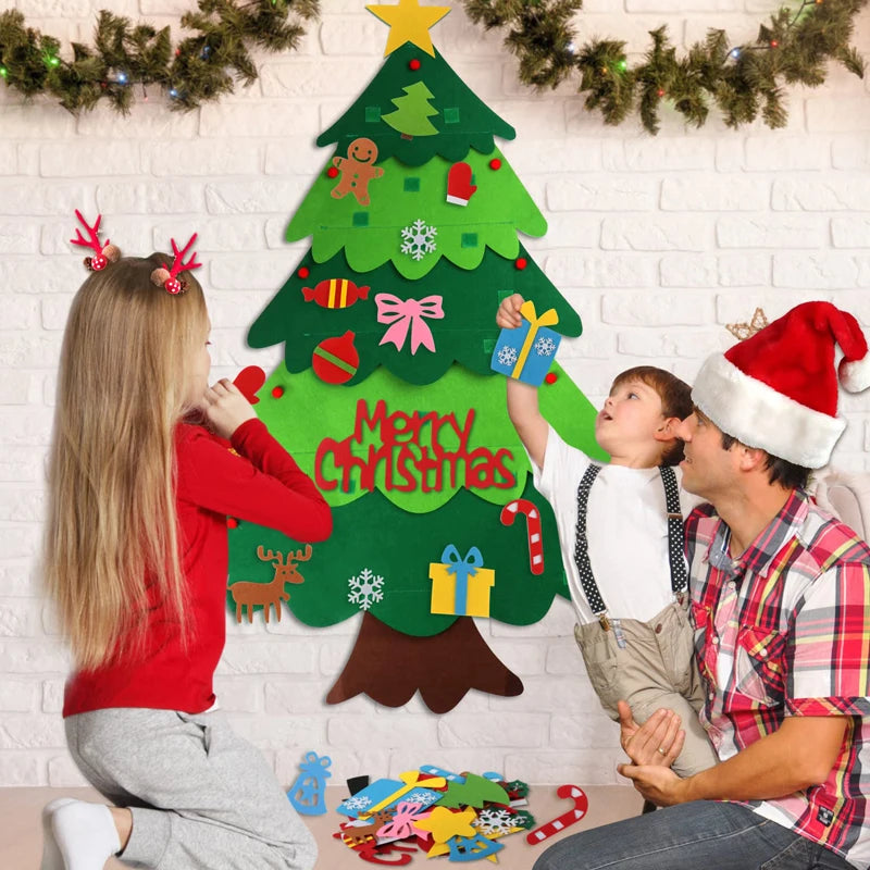 DIY Filz Weihnachtsbaum mit LED, Kinderspielzeug und Dekoration