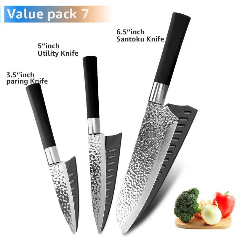 Küchenmesser Chef 7CR17 440C Edelstahl Antihaftklinge Brotschneider Utility Santoku Set