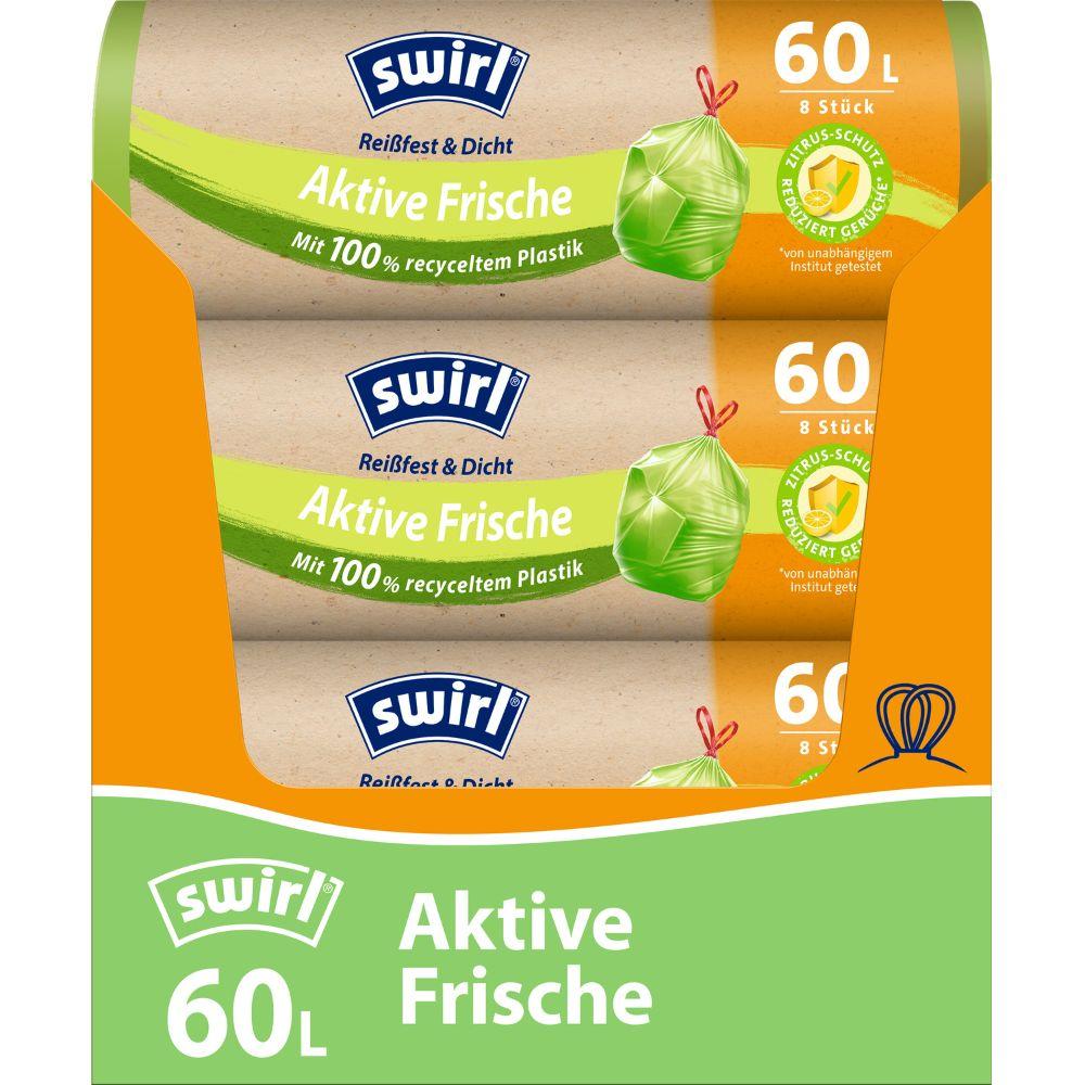 Aktive Frische Müllbeutel 60 l | Reißfest und Dicht (8 Beutel)