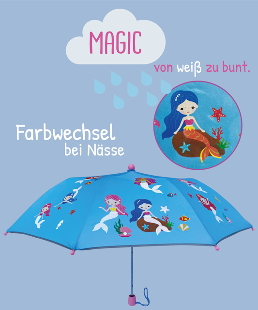Kindgerechter Regenschirm mit magischem Farbwechsel und Sicherheit