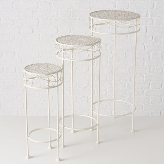 Hoher Beistelltisch weiß Metall Telefontisch Pflanzentisch Blumenständer Tisch