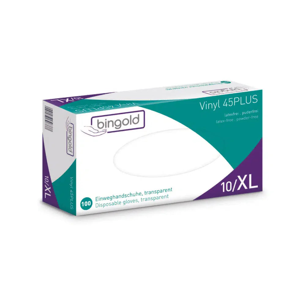 Vinyl 45PLUS Einweghandschuhe, transparent, puderfrei