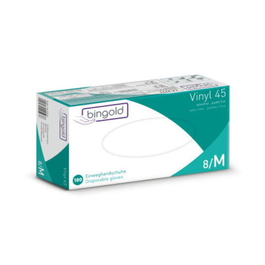 Bingold Vinyl 45 Einweghandschuhe transparent Größen S bis XL