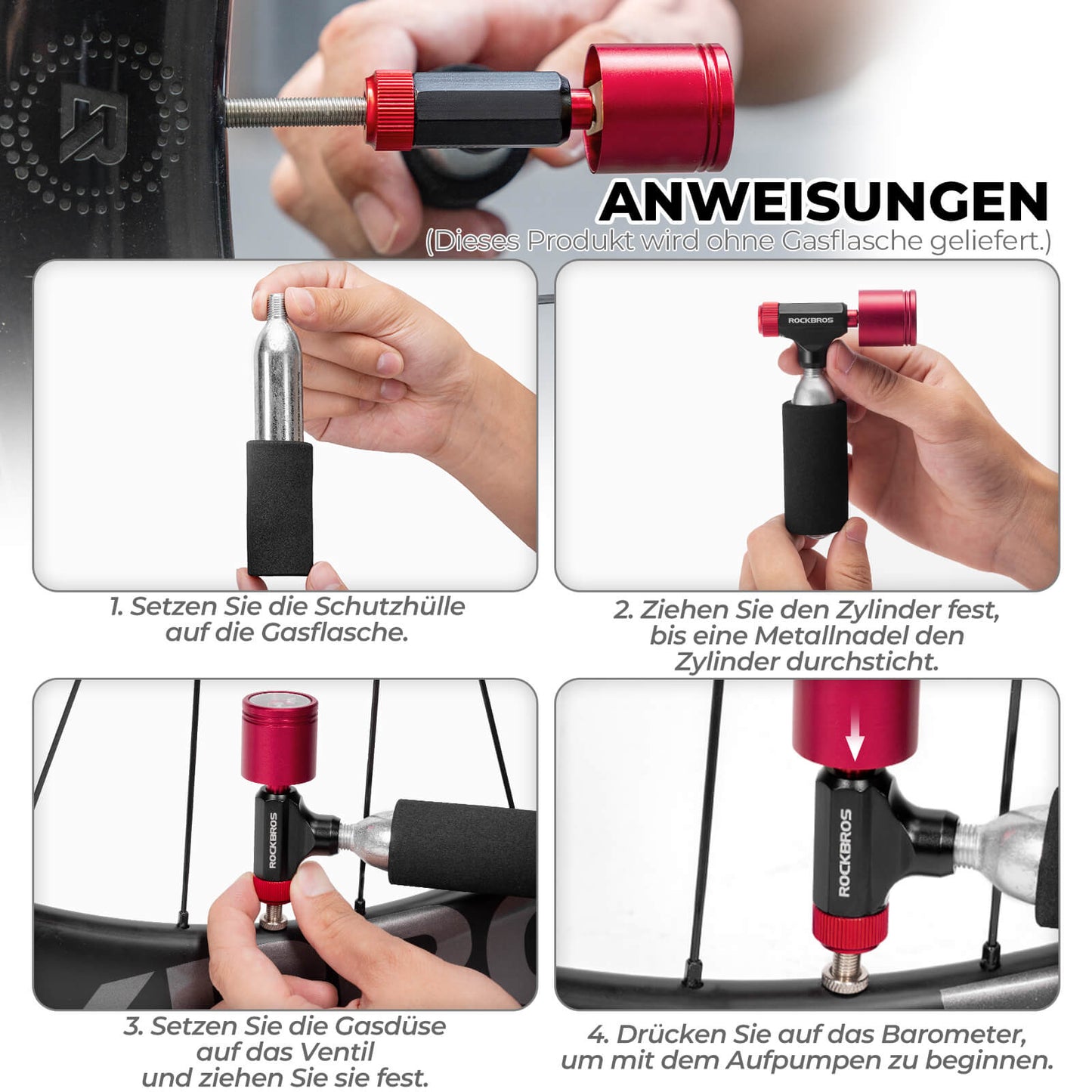 CO2 Fahrradpumpe Minipumpe für Presta & Schrader Ventile