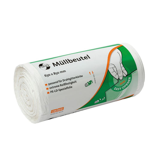 Premium Müllsäcke 80 Liter reißfest mit Easy Opener und LDPE Folie Weiß-Altruan