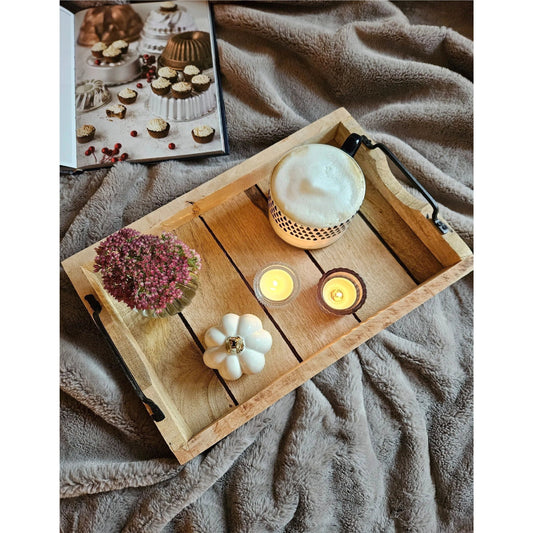 Tablett Dekotablett Holz Mango braun Deko Tischdeko Kerzentablett Holztablett Mittel: 46 x 31 cm