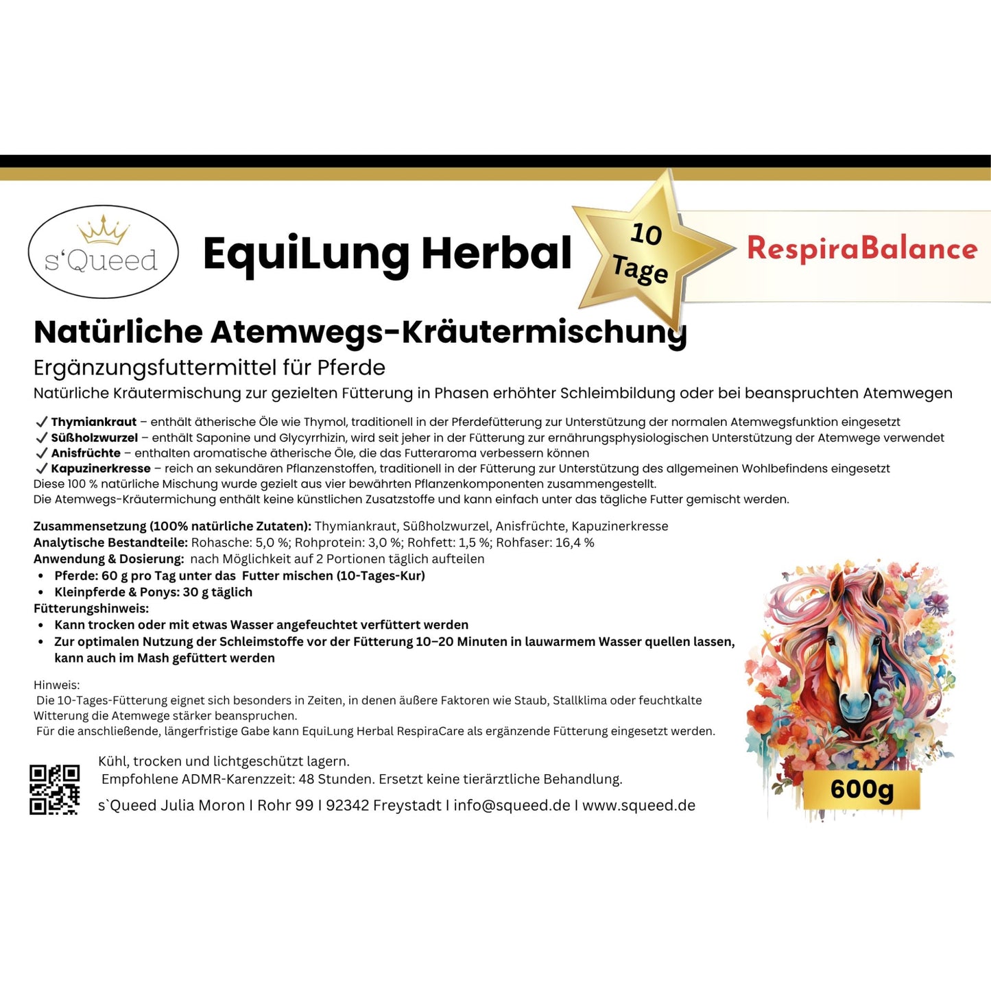 EquiLung Herbal RespiraBalance Kräutermischung zur Atemweg Unterstützung