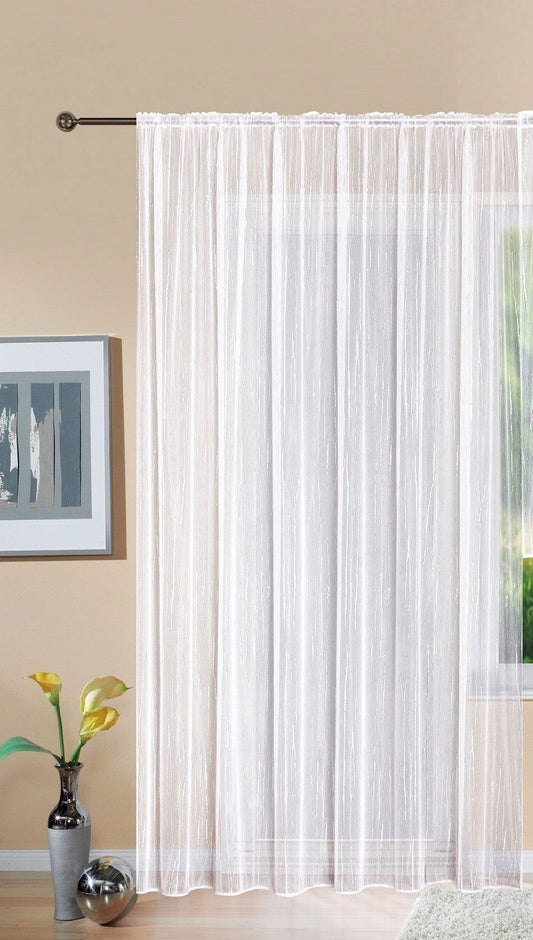 Gardine Store Jacquard Isabella Kräuselband Universalband Weiß Längsstreifen Transparent Voile Vorhang Wohnzimmer 13145-gardinenbox.de