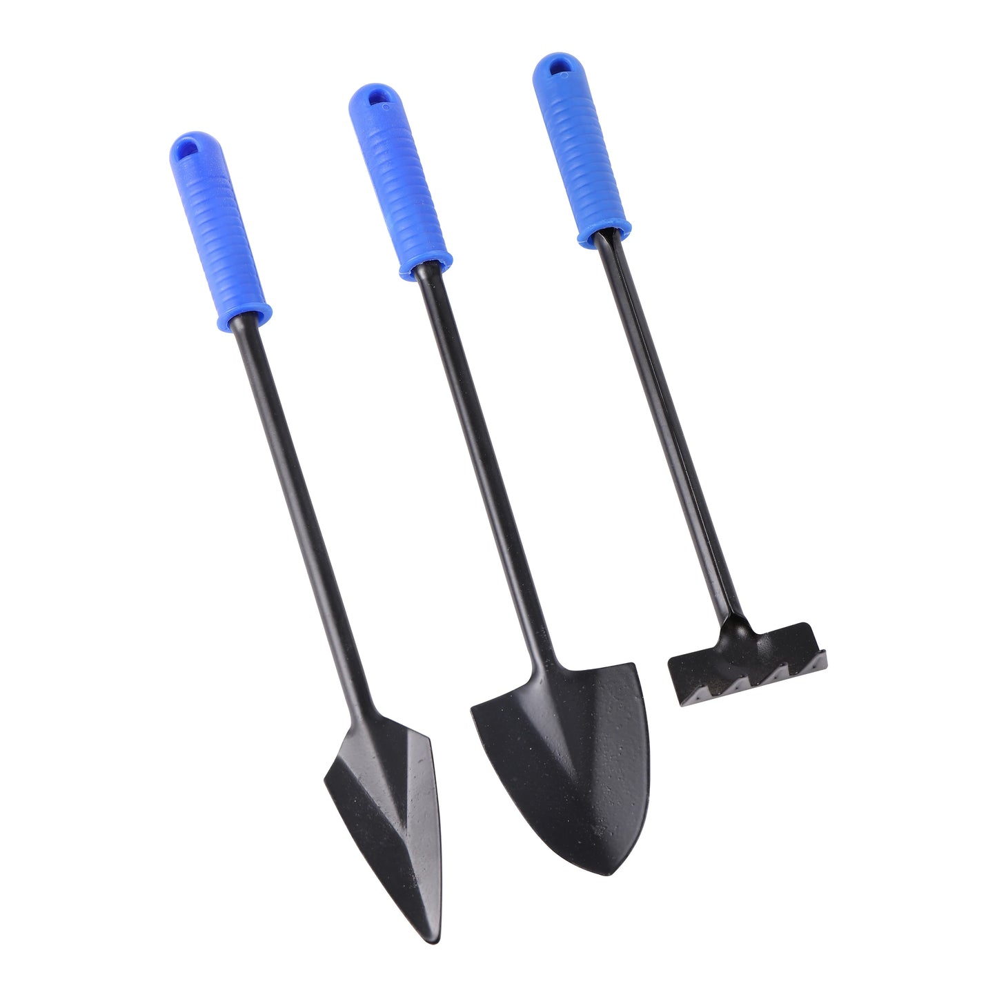 3-teiliges Gartengeräte-Set mit Schaufel, Rechen und Handkelle