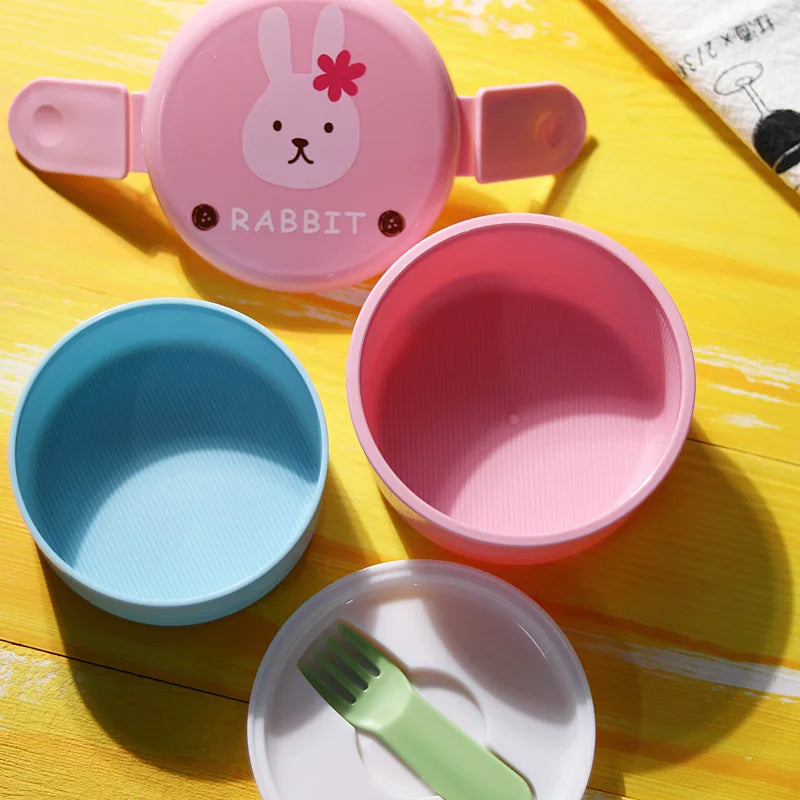 Niedliche tierische Lunchbox, japanische doppelschichtige Mini-Bento-Box