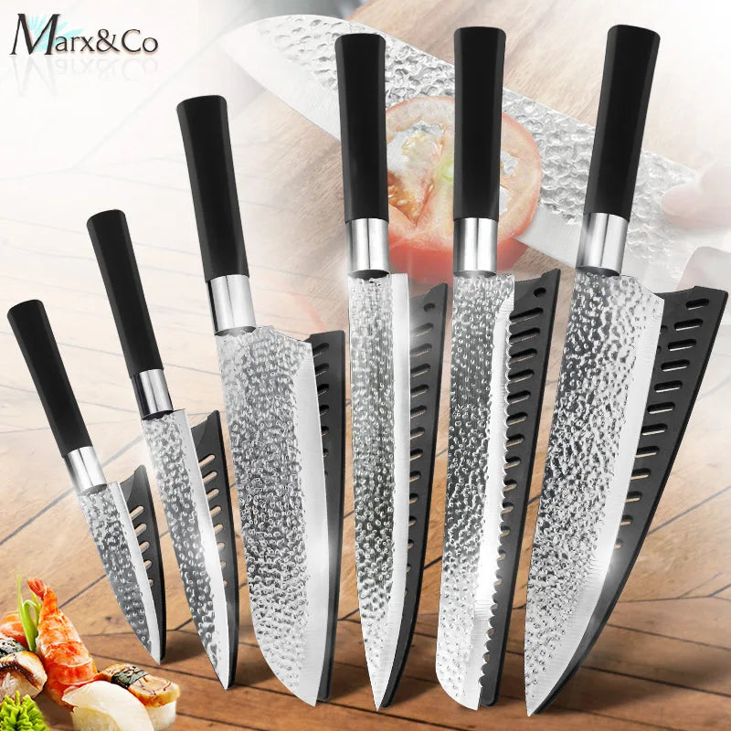 Küchenmesser Chef 7CR17 440C Edelstahl Antihaftklinge Brotschneider Utility Santoku Set