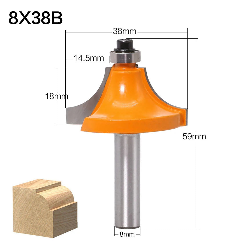 8mm Schaftfräser Rond Bit für Holzbearbeitung mit Lager 2 Flöten