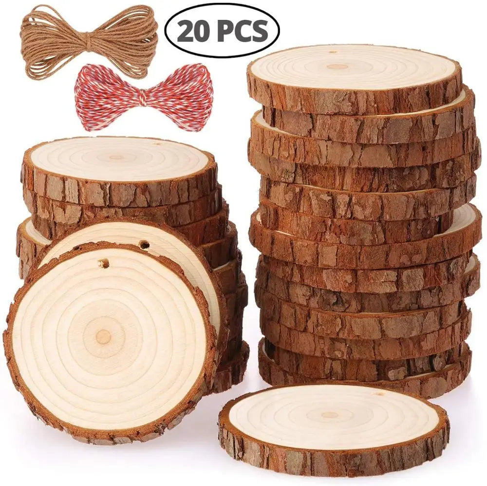 Natürliche Holzscheiben mit Loch, ideal für Kunst, Handwerk und Deko