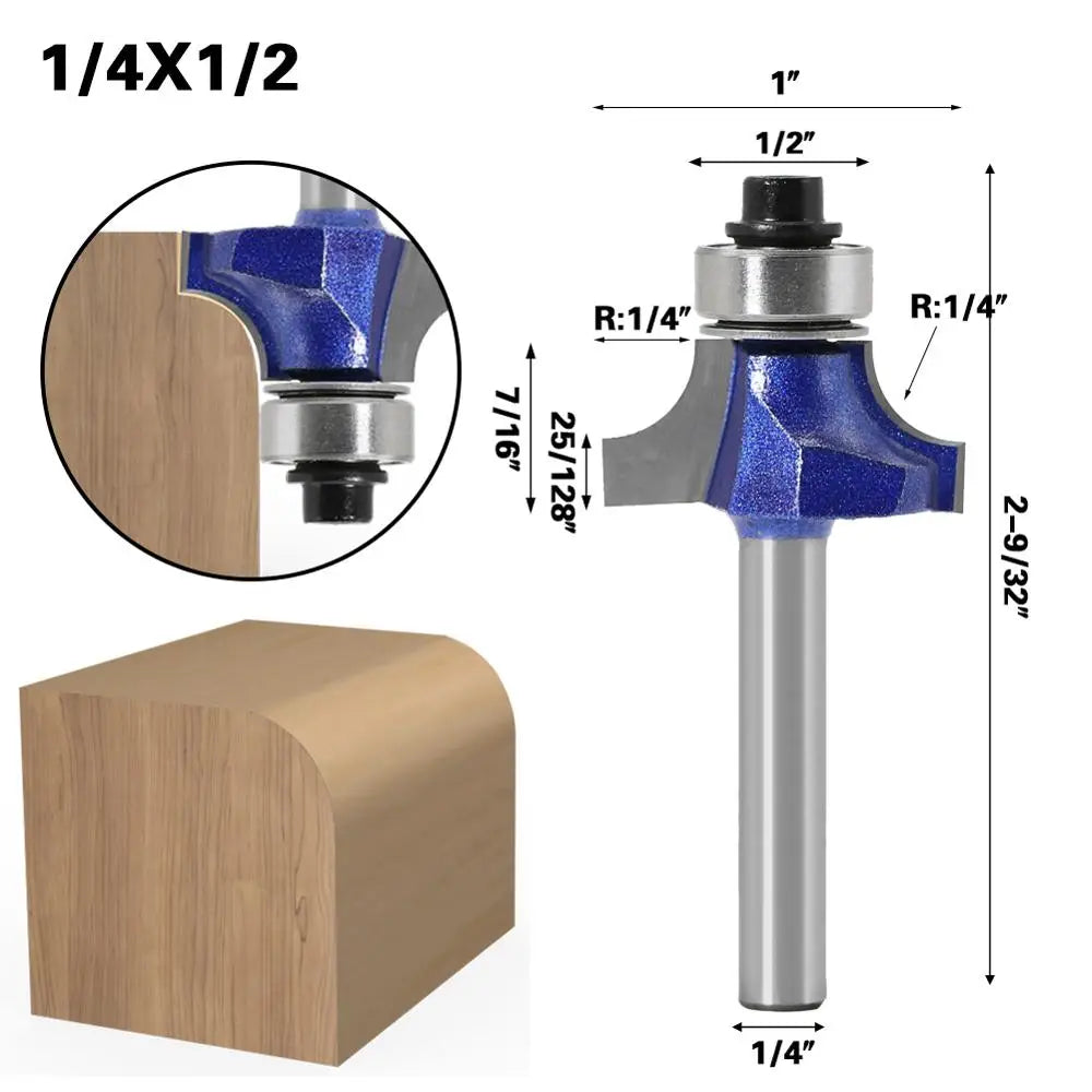 1/4 Schaft Runde Ecke Router Bit mit Lager für Holzbearbeitung