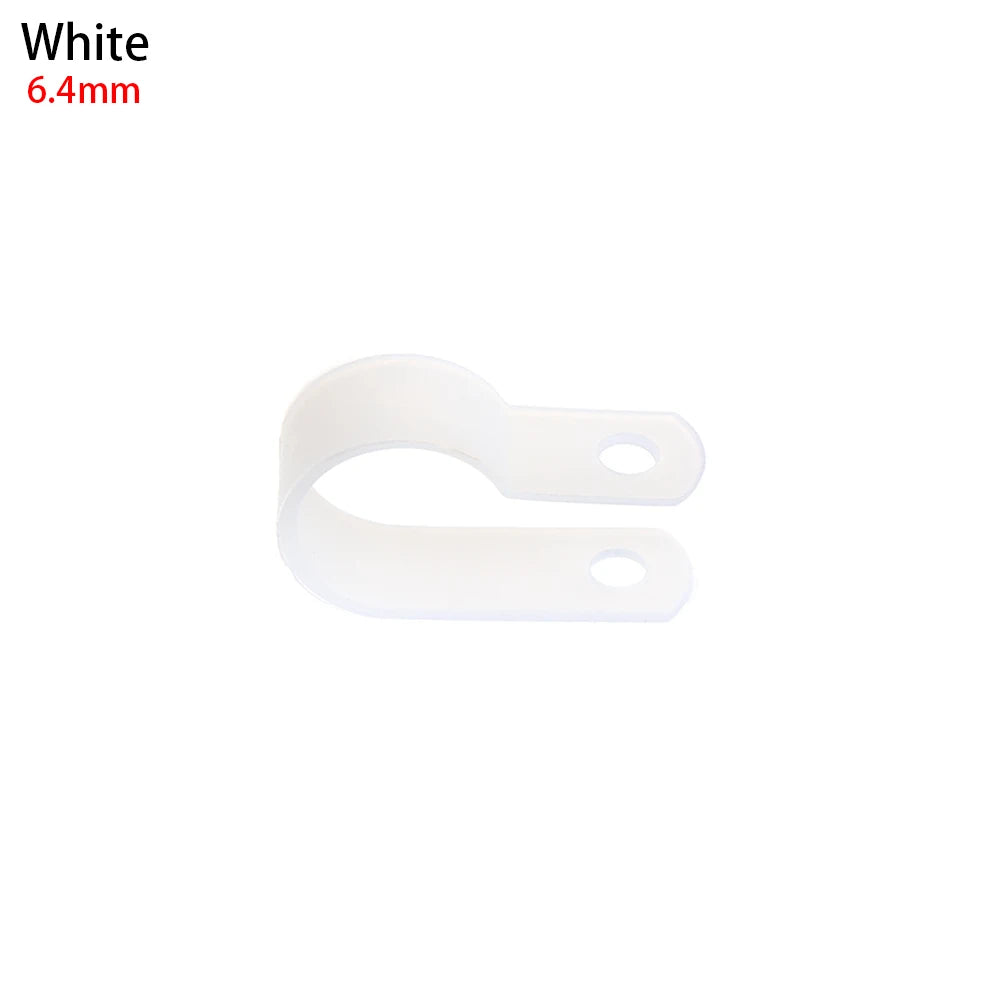100x R-Typ Nylon Kabelklemmen Schwarz – Kabel Befestigung - Organisation