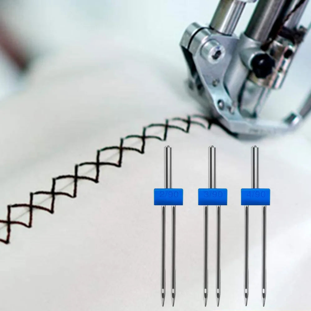 Präzise Doppel Twin Nadeln 3er Set Edelstahl 2,0/90-4,0/90 für perfekte Nählinien