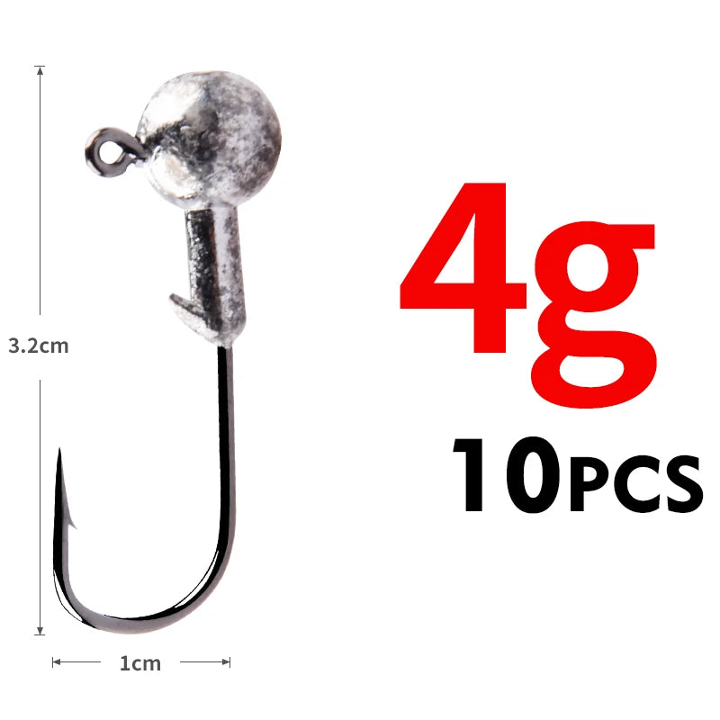 Jigkopf Angelhaken High Carbon Stahl 1g bis 22g für Hechtangeln