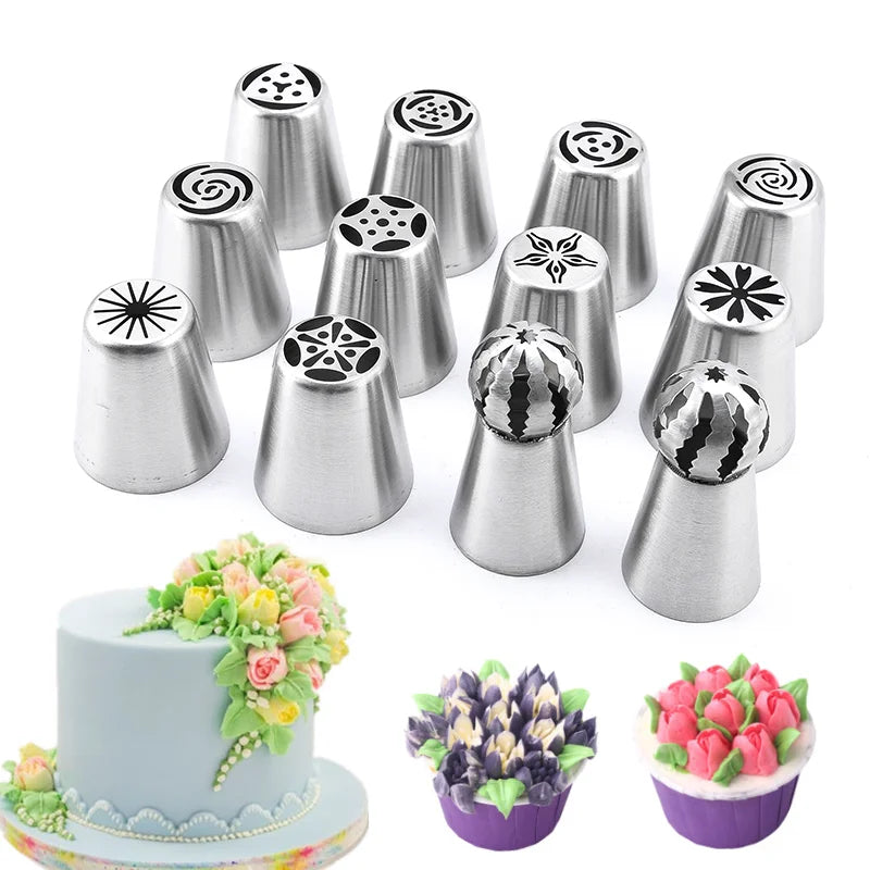 Russische Spritztüllen Set aus Edelstahl – Profi Kuchen Dekoration
