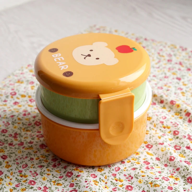 Niedliche tierische Lunchbox, japanische doppelschichtige Mini-Bento-Box