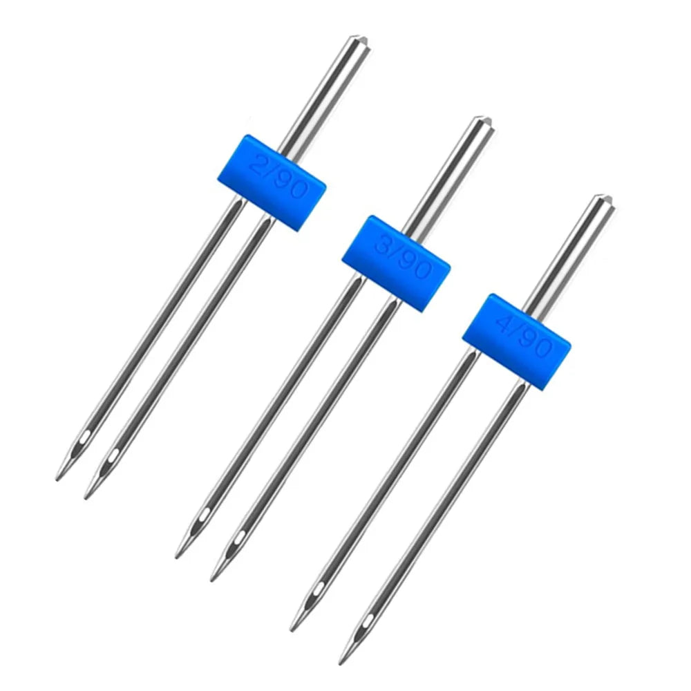 Präzise Doppel Twin Nadeln 3er Set Edelstahl 2,0/90-4,0/90 für perfekte Nählinien