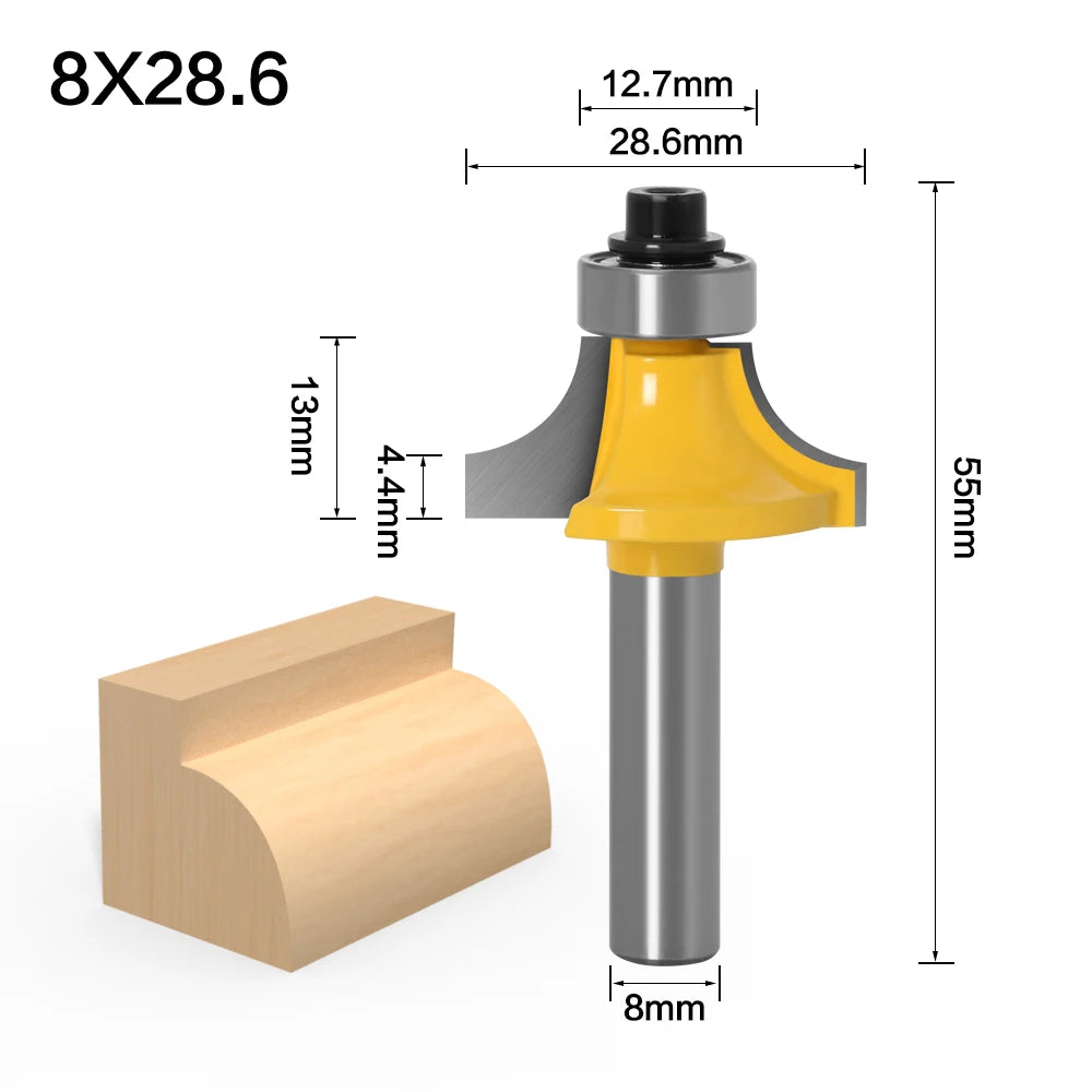 8mm Schaftfräser Rond Bit für Holzbearbeitung mit Lager 2 Flöten