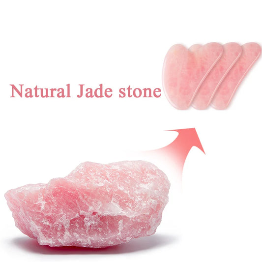Natürlicher Rosenquarz Jade Guasha Schaber für Gesicht und Körper