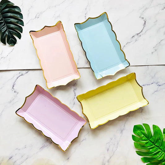 Rechteckige Einfarbige Pappteller Einweggeschirr für Party & Feiern