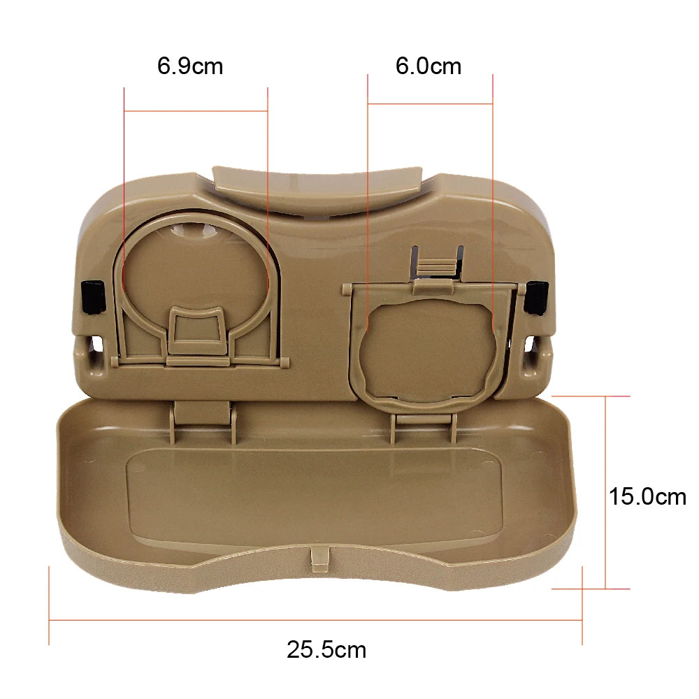 Multifunktionaler Auto Mini Schreibtisch mit Getränkehalter, klappbar, schwarz/beige