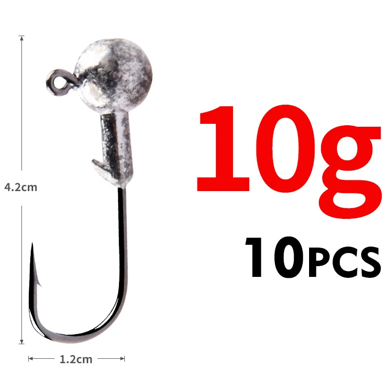 Jigkopf Angelhaken High Carbon Stahl 1g bis 22g für Hechtangeln