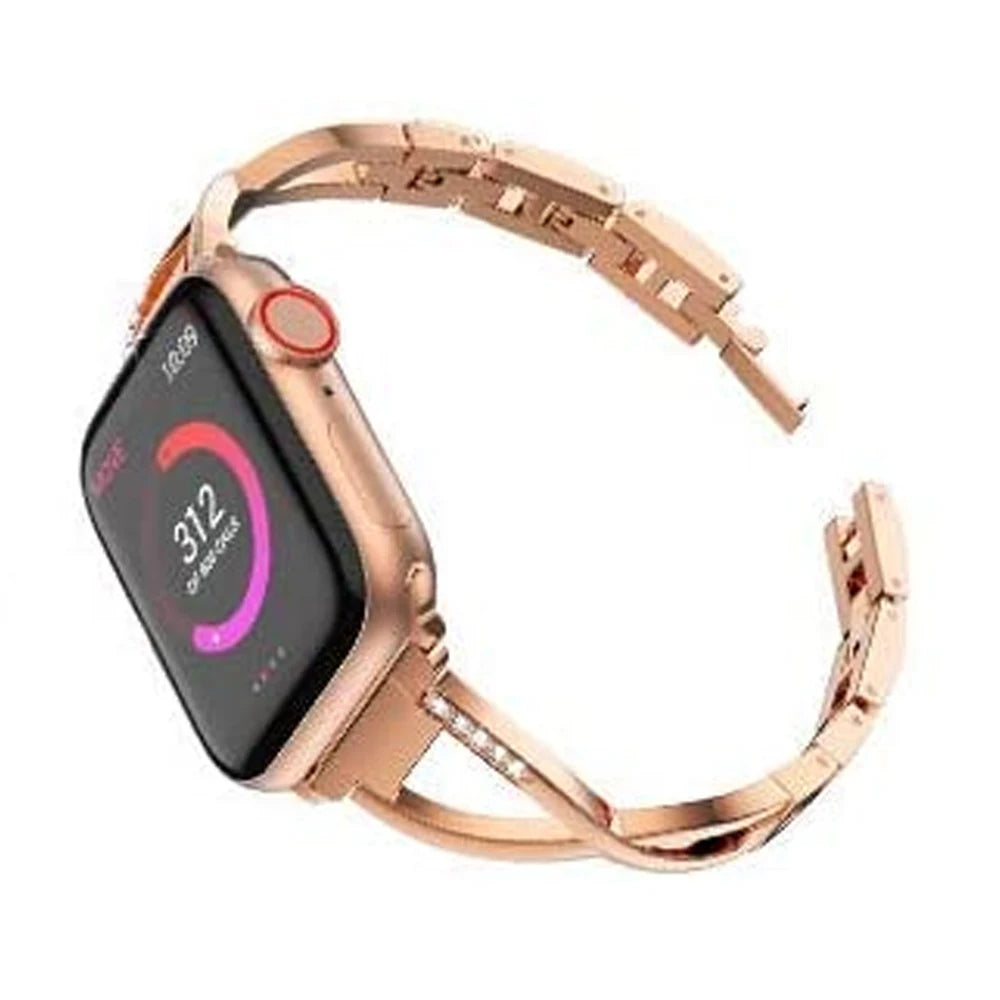 Schlankes Metall Armband f. Smartwatch 38-46mm Damen Bling Stilvoll