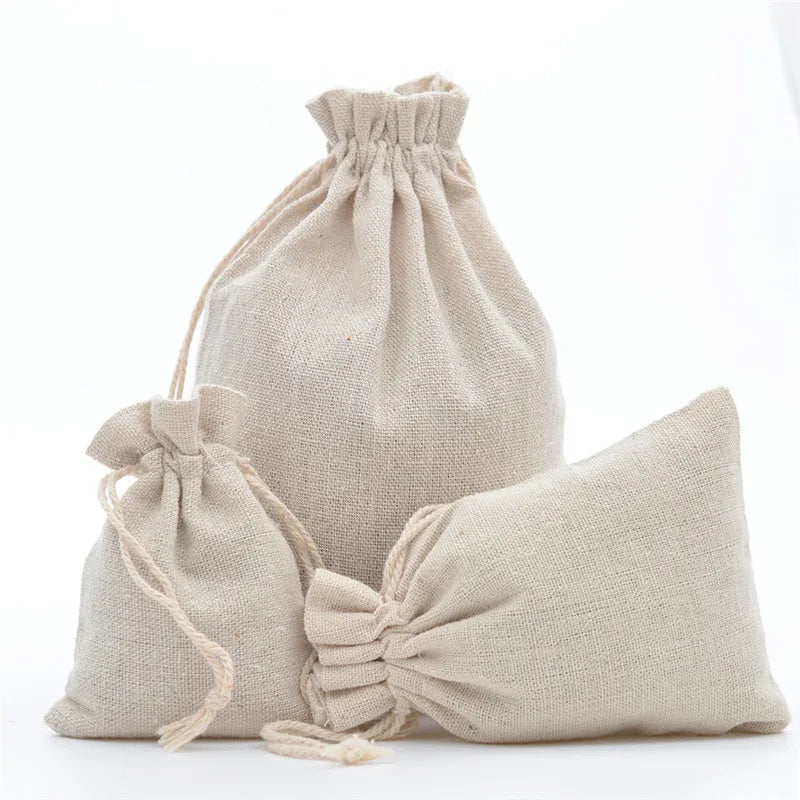 10-teiliges Set Baumwoll-Geschenktaschen mit Kordelzug für Schmuck und Kosmetik