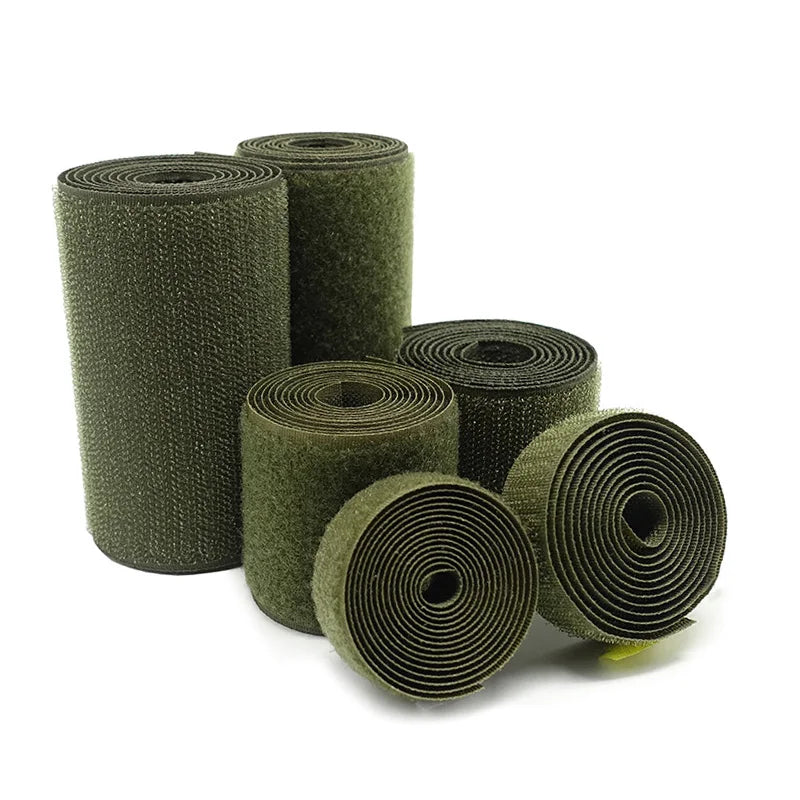 Olivfarbenes Hakenschlaufen-Befestigungsband zum Nähen 2-10 cm Breite