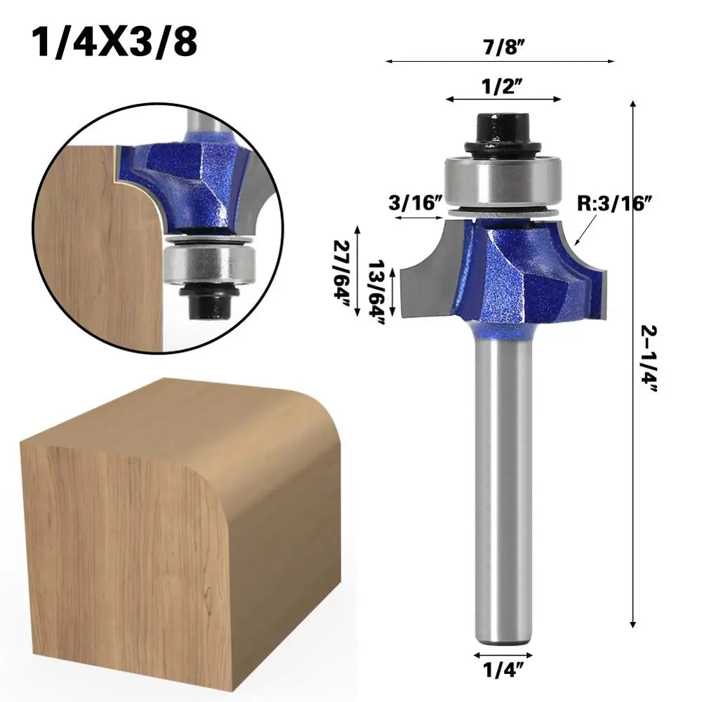 1/4 Schaft Runde Ecke Router Bit mit Lager für Holzbearbeitung