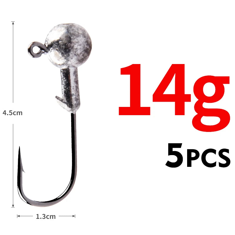 Jigkopf Angelhaken High Carbon Stahl 1g bis 22g für Hechtangeln