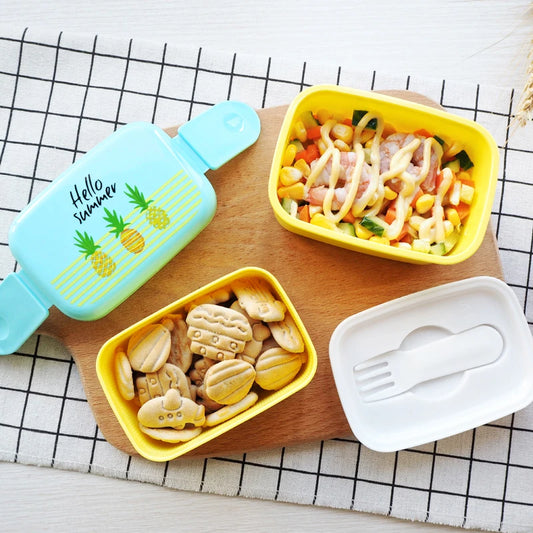 Nette Mini Kunststoff Bento Box für Kinder, 2-fach, Mikrowellengeeignet