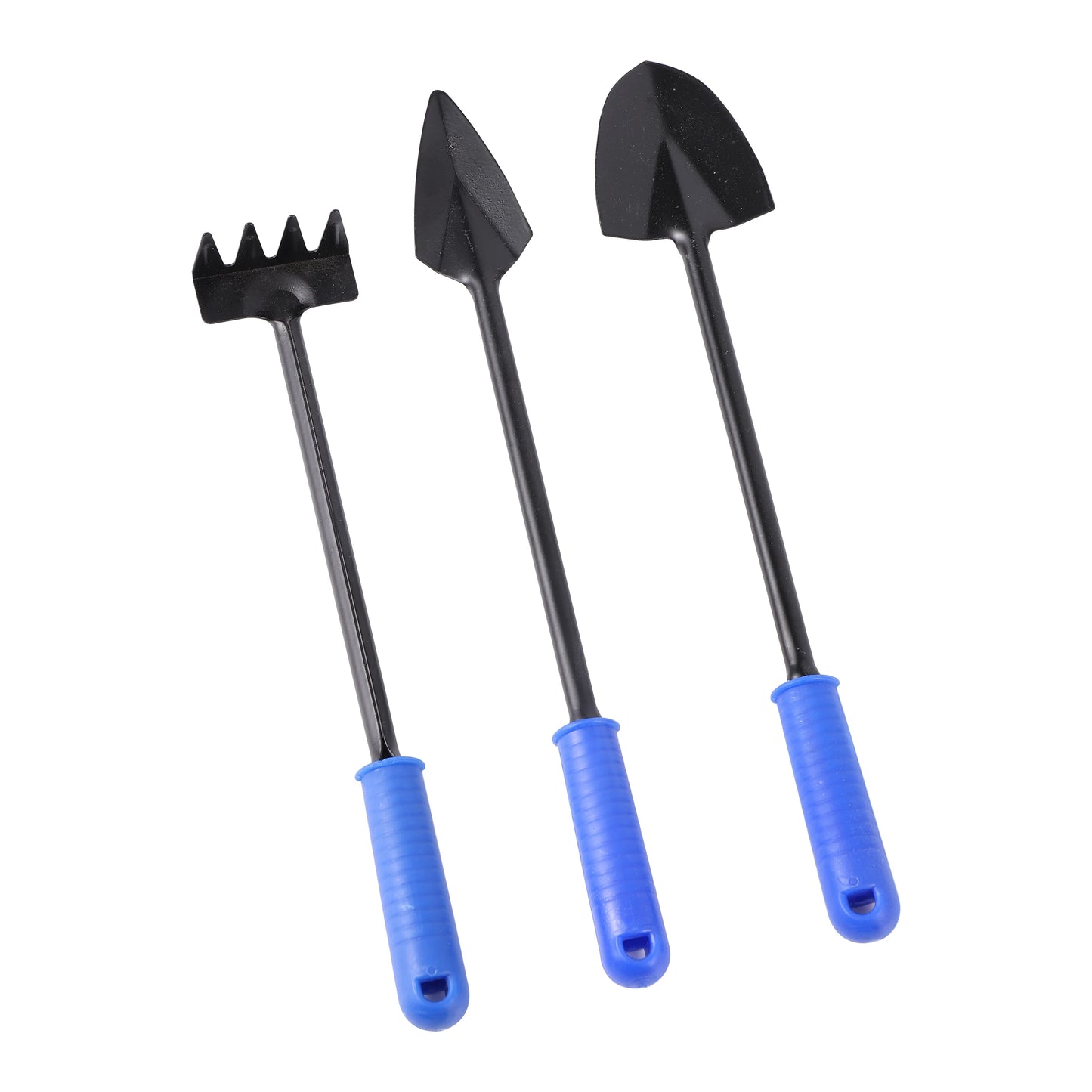 3-teiliges Gartengeräte-Set mit Schaufel, Rechen und Handkelle