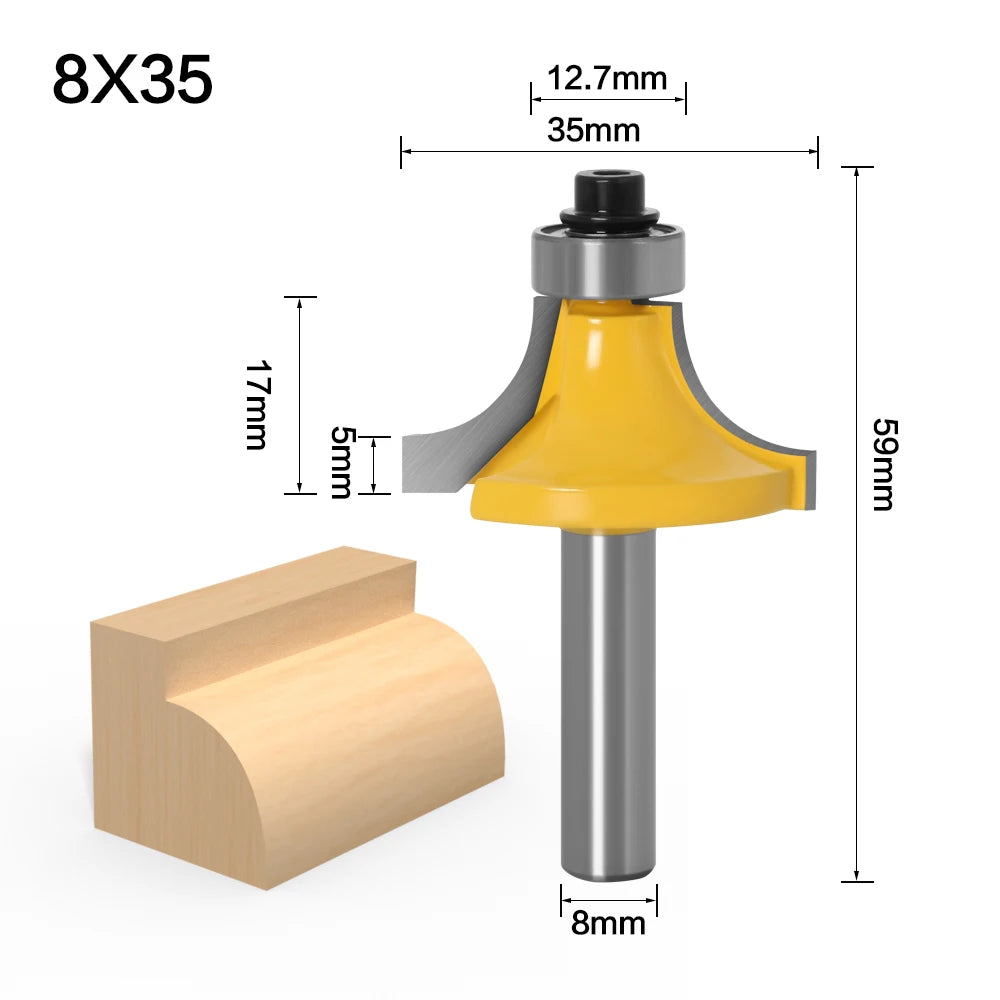 8mm Schaftfräser Rond Bit für Holzbearbeitung mit Lager 2 Flöten
