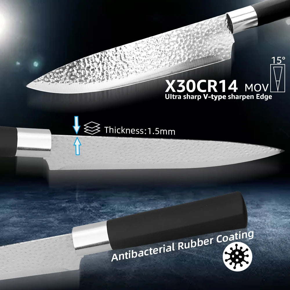 Küchenmesser Chef 7CR17 440C Edelstahl Antihaftklinge Brotschneider Utility Santoku Set