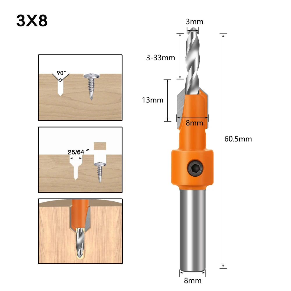HSS Senker Router Bit mit 8mm Schaft für präzise Holzbearbeitung
