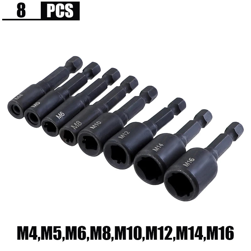 6-teiliges Gewindebohrer-Adapter-Set M4-M12, 1/4 Sechskantschaft, robust - präzise