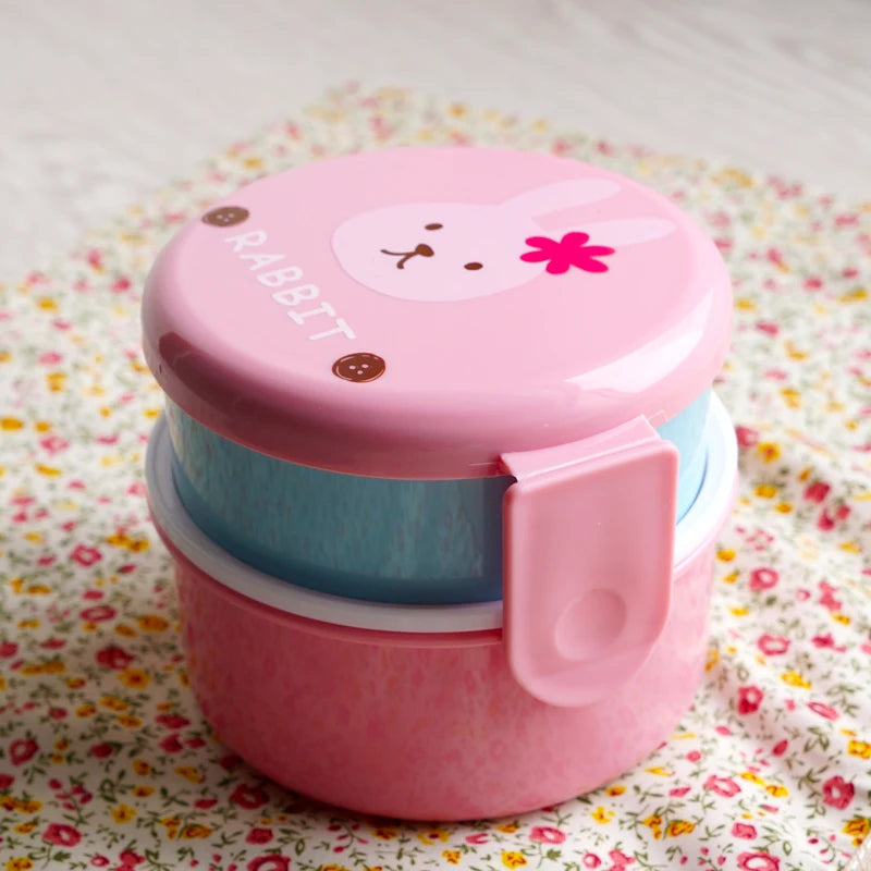 Niedliche tierische Lunchbox, japanische doppelschichtige Mini-Bento-Box