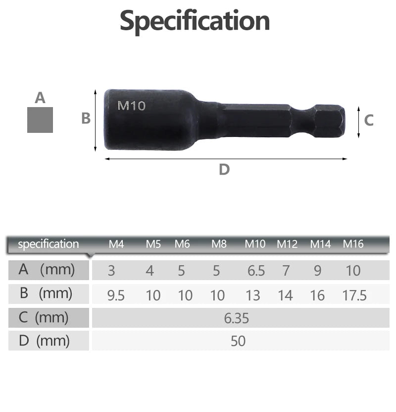 6-teiliges Gewindebohrer-Adapter-Set M4-M12, 1/4 Sechskantschaft, robust - präzise