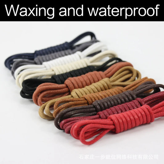 Runde gewachste Baumwoll-Schnürsenkel – Wasserdicht für Herren Lederschuhe & Stiefel