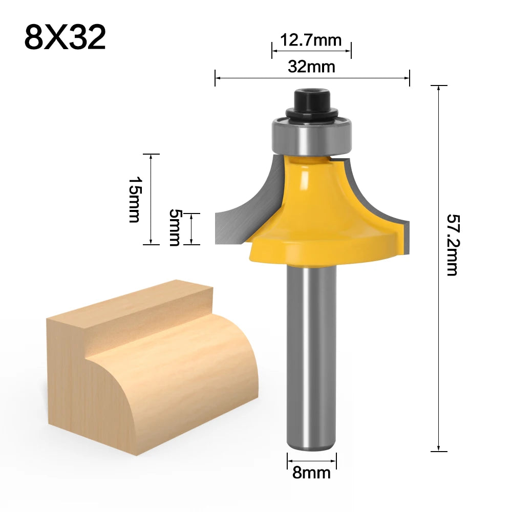 8mm Schaftfräser Rond Bit für Holzbearbeitung mit Lager 2 Flöten
